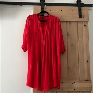 Red chiffon long sleeve dress mini